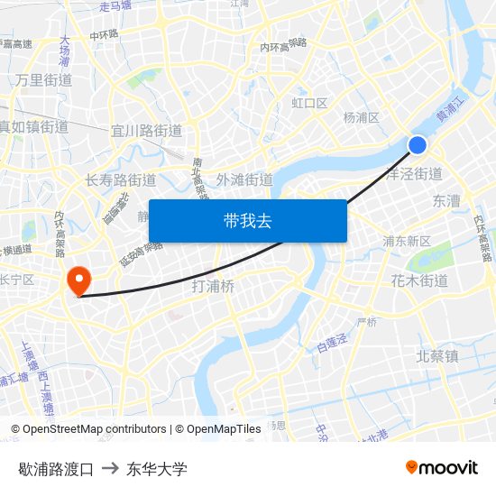 歇浦路渡口 to 东华大学 map