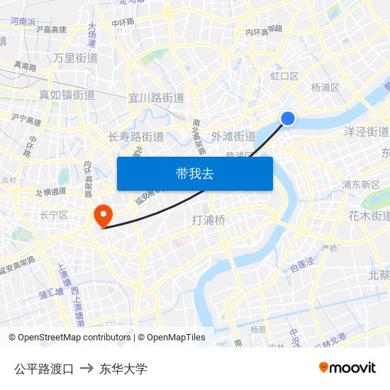 公平路渡口 to 东华大学 map