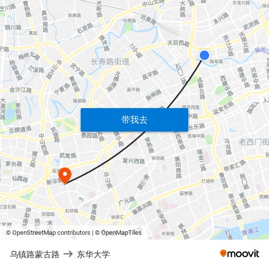 乌镇路蒙古路 to 东华大学 map