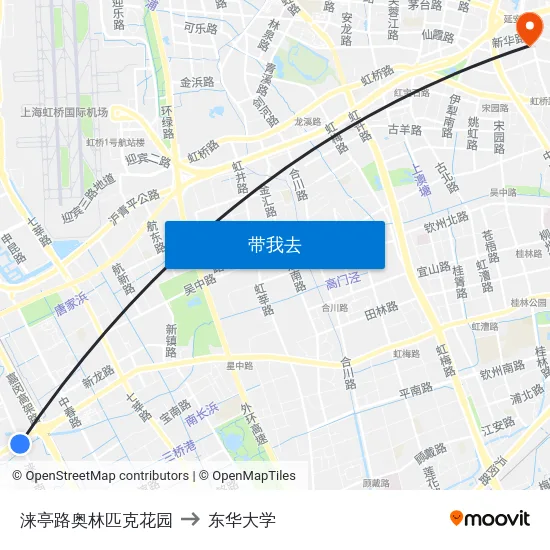 涞亭路奥林匹克花园 to 东华大学 map
