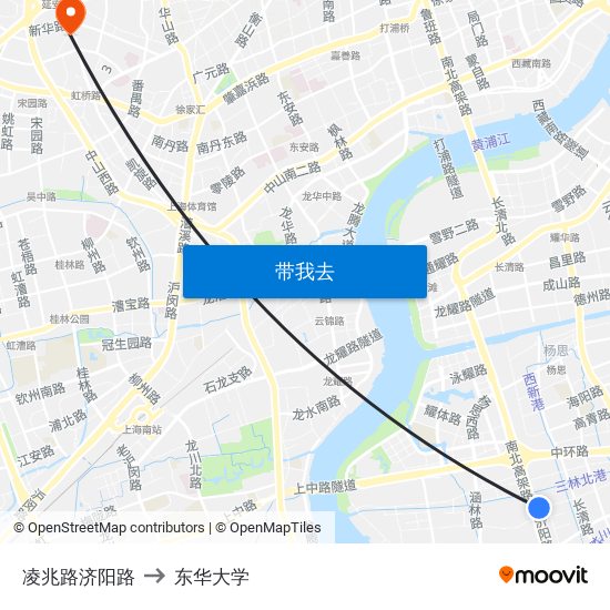 凌兆路济阳路 to 东华大学 map