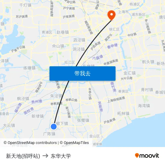 新天地(招呼站) to 东华大学 map