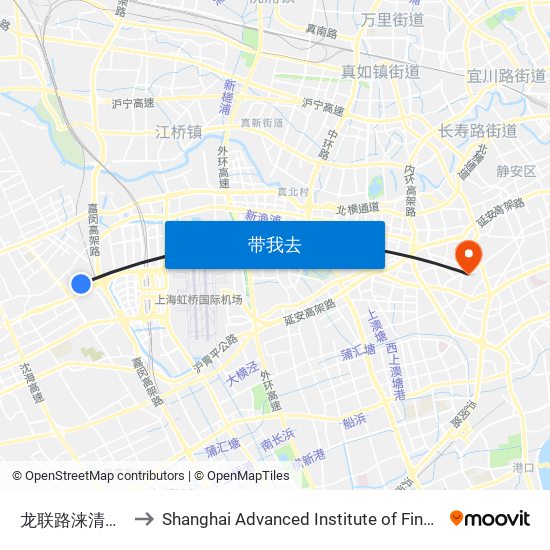 龙联路涞清路(东) to Shanghai Advanced Institute of Finance, SJTU map