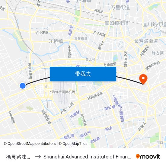 徐灵路涞清路 to Shanghai Advanced Institute of Finance, SJTU map