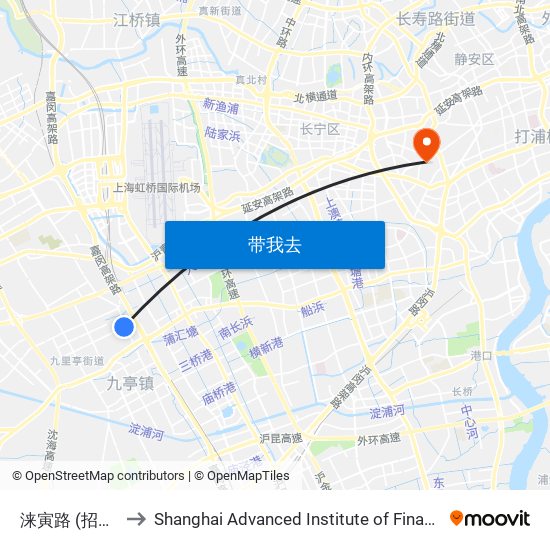 涞寅路 (招呼站) to Shanghai Advanced Institute of Finance, SJTU map