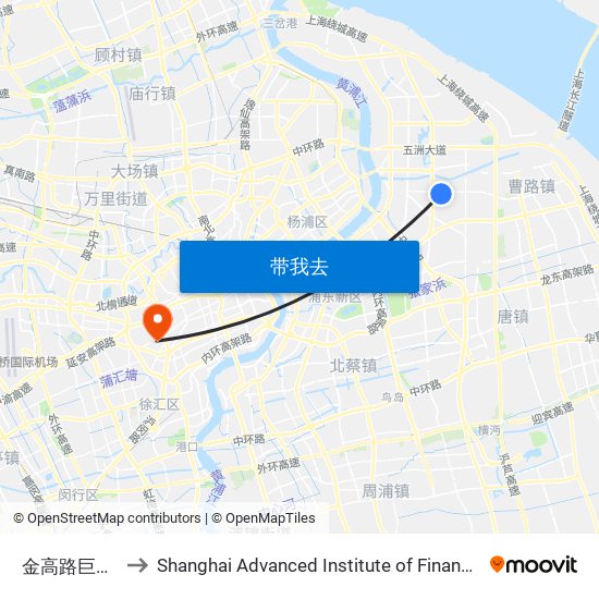 金高路巨峰路 to Shanghai Advanced Institute of Finance, SJTU map