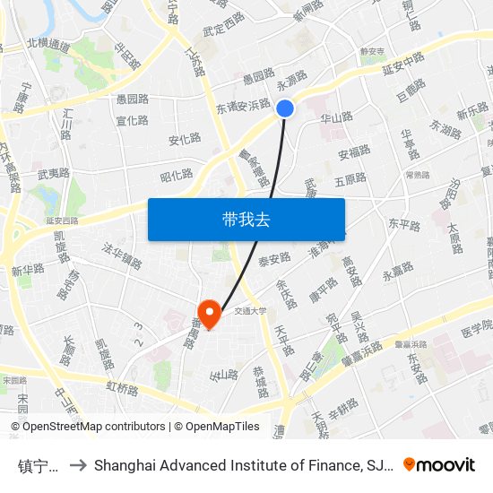 镇宁路 to Shanghai Advanced Institute of Finance, SJTU map