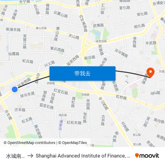 水城南路 to Shanghai Advanced Institute of Finance, SJTU map