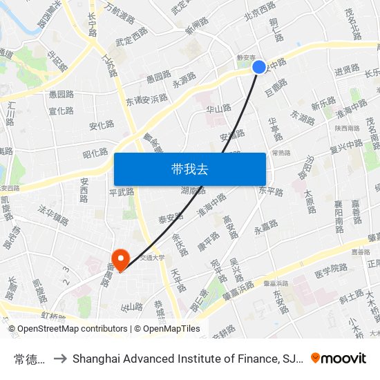 常德路 to Shanghai Advanced Institute of Finance, SJTU map