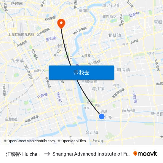 汇臻路 Huizhen Road to Shanghai Advanced Institute of Finance, SJTU map