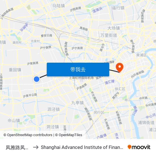 凤雅路凤阁路 to Shanghai Advanced Institute of Finance, SJTU map