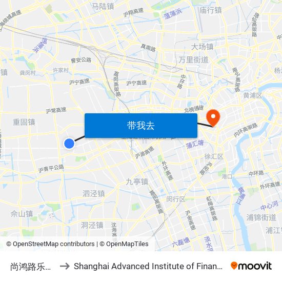 尚鸿路乐高路 to Shanghai Advanced Institute of Finance, SJTU map