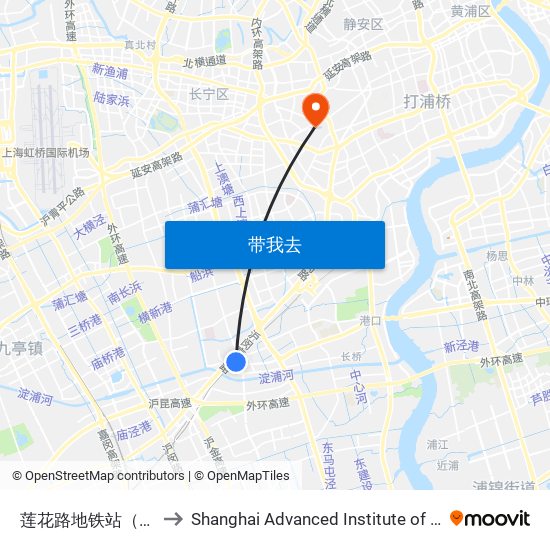 莲花路地铁站（南广场） to Shanghai Advanced Institute of Finance, SJTU map