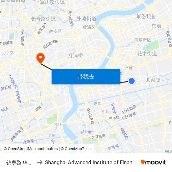 锦尊路华绣路 to Shanghai Advanced Institute of Finance, SJTU map