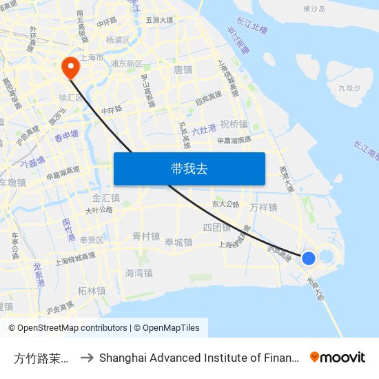 方竹路茉莉路 to Shanghai Advanced Institute of Finance, SJTU map