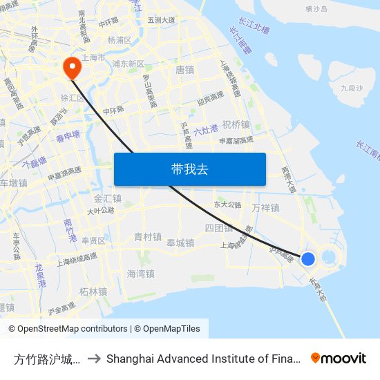 方竹路沪城环路 to Shanghai Advanced Institute of Finance, SJTU map