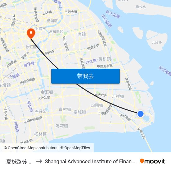 夏栎路铃兰路 to Shanghai Advanced Institute of Finance, SJTU map