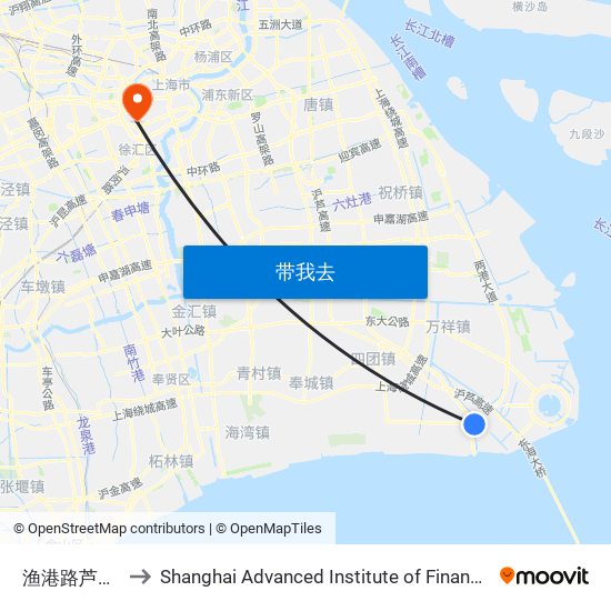 渔港路芦云路 to Shanghai Advanced Institute of Finance, SJTU map
