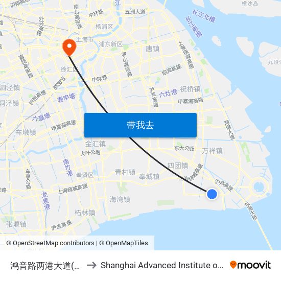 鸿音路两港大道(映瑞光电) to Shanghai Advanced Institute of Finance, SJTU map