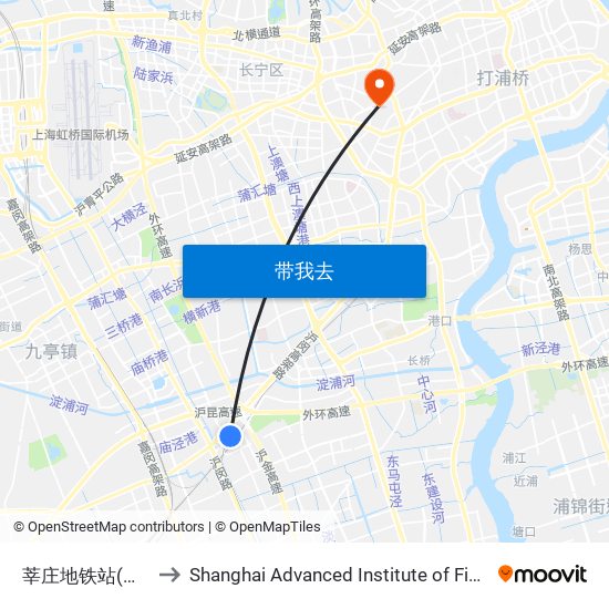 莘庄地铁站(北广场) to Shanghai Advanced Institute of Finance, SJTU map