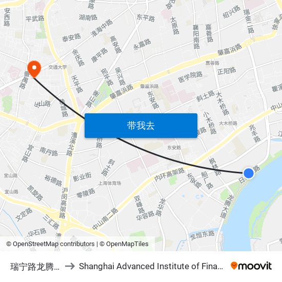 瑞宁路龙腾大道 to Shanghai Advanced Institute of Finance, SJTU map