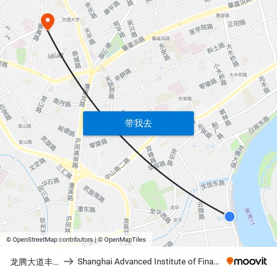 龙腾大道丰谷路 to Shanghai Advanced Institute of Finance, SJTU map