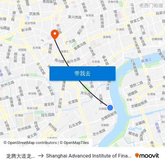 龙腾大道龙兰路 to Shanghai Advanced Institute of Finance, SJTU map