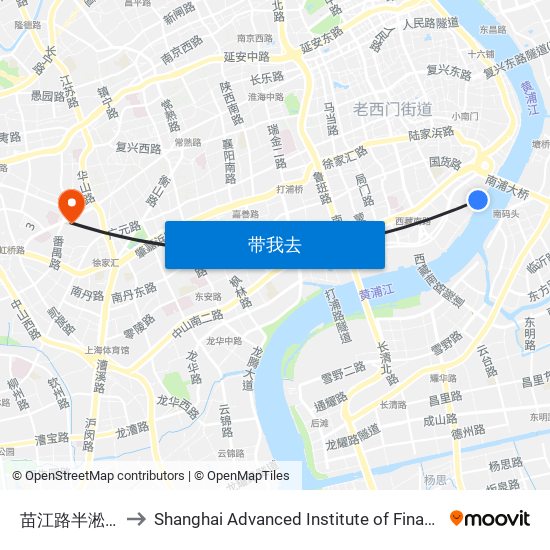 苗江路半淞园路 to Shanghai Advanced Institute of Finance, SJTU map