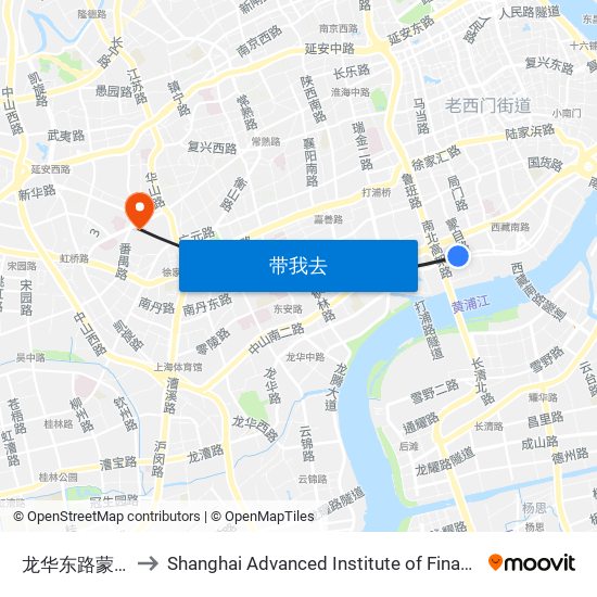 龙华东路蒙自路 to Shanghai Advanced Institute of Finance, SJTU map