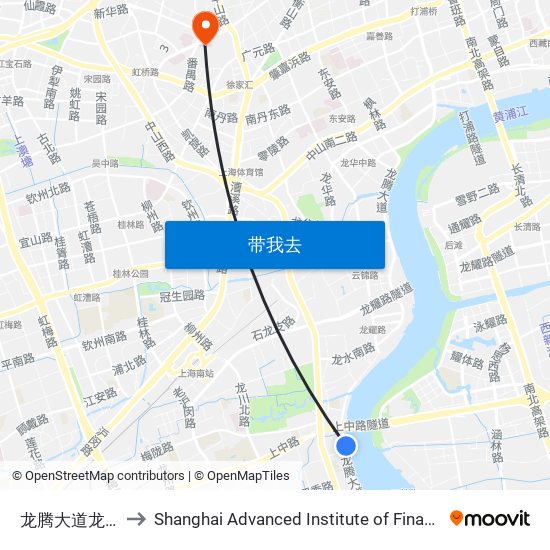 龙腾大道龙瑞路 to Shanghai Advanced Institute of Finance, SJTU map