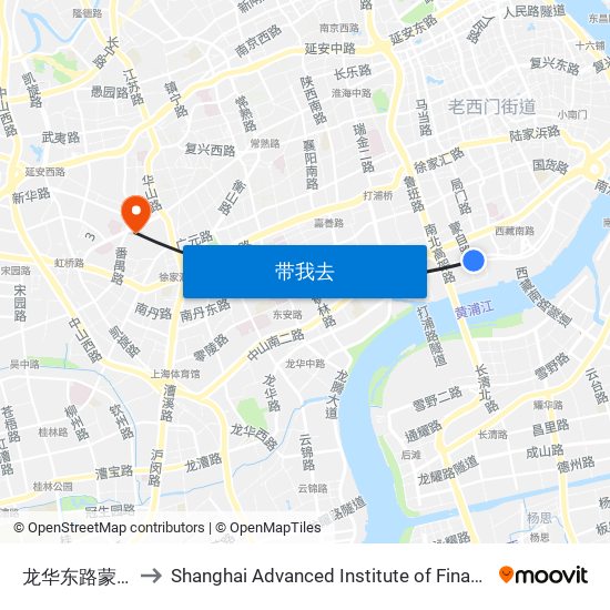 龙华东路蒙自路 to Shanghai Advanced Institute of Finance, SJTU map