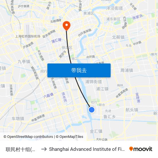 联民村十组(招呼站) to Shanghai Advanced Institute of Finance, SJTU map