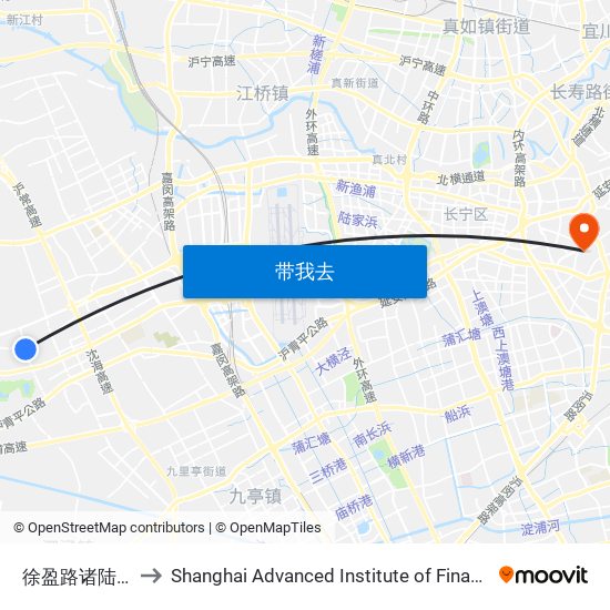 徐盈路诸陆西路 to Shanghai Advanced Institute of Finance, SJTU map