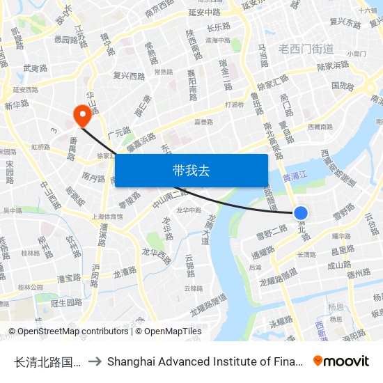长清北路国展路 to Shanghai Advanced Institute of Finance, SJTU map