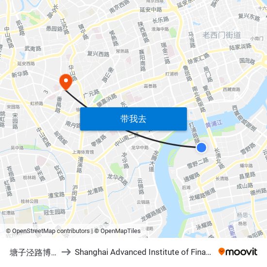 塘子泾路博城路 to Shanghai Advanced Institute of Finance, SJTU map