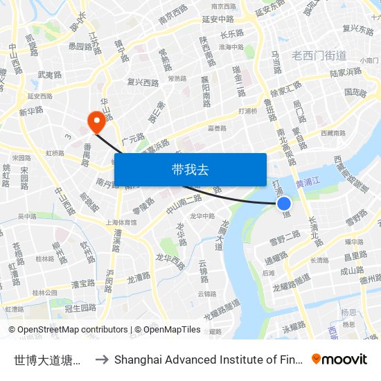 世博大道塘子泾路 to Shanghai Advanced Institute of Finance, SJTU map