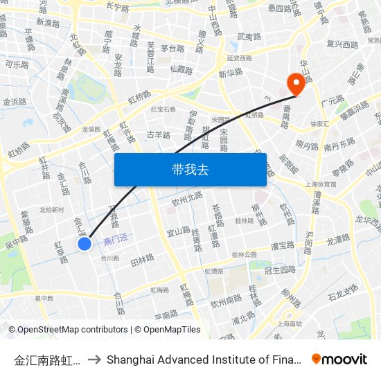 金汇南路虹泉路 to Shanghai Advanced Institute of Finance, SJTU map