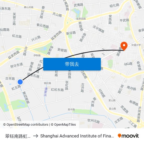 翠钰南路虹五路 to Shanghai Advanced Institute of Finance, SJTU map