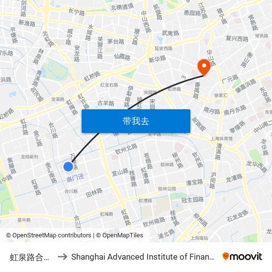 虹泉路合川路 to Shanghai Advanced Institute of Finance, SJTU map