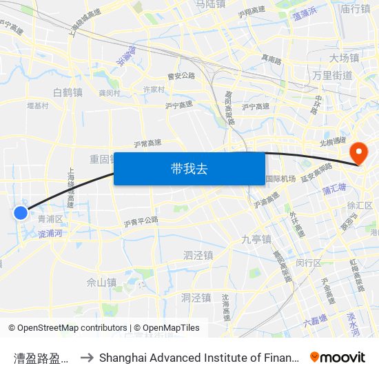 漕盈路盈港路 to Shanghai Advanced Institute of Finance, SJTU map