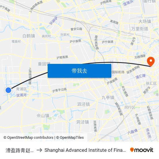 漕盈路青赵公路 to Shanghai Advanced Institute of Finance, SJTU map