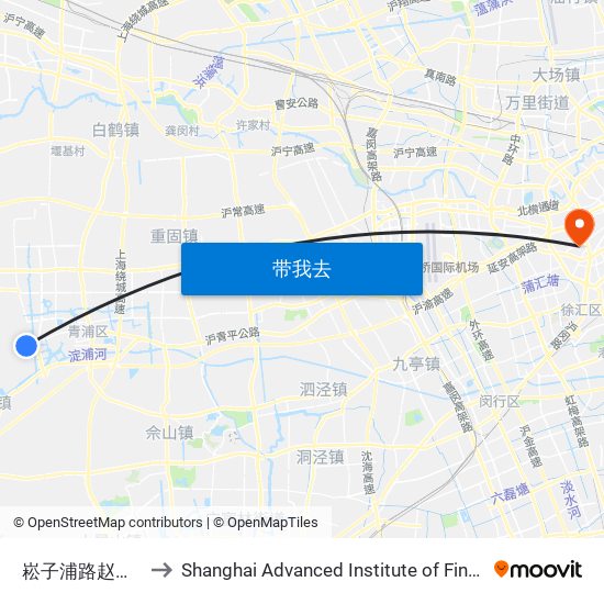 崧子浦路赵屯浦路 to Shanghai Advanced Institute of Finance, SJTU map