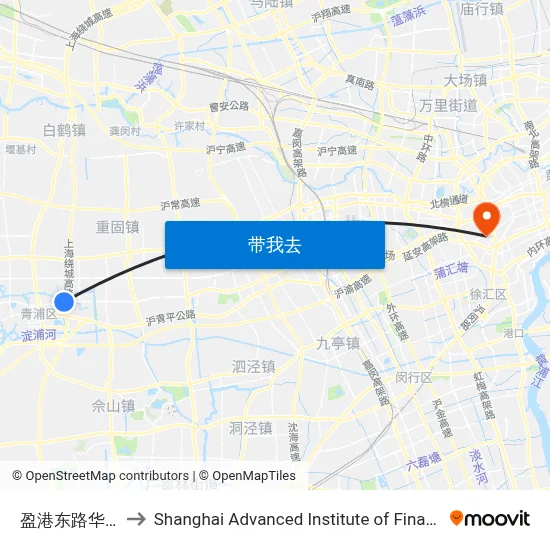 盈港东路华乐路 to Shanghai Advanced Institute of Finance, SJTU map