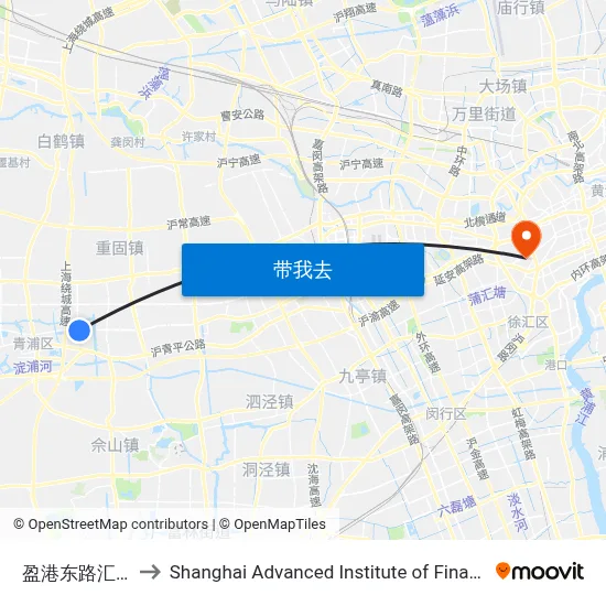 盈港东路汇金路 to Shanghai Advanced Institute of Finance, SJTU map