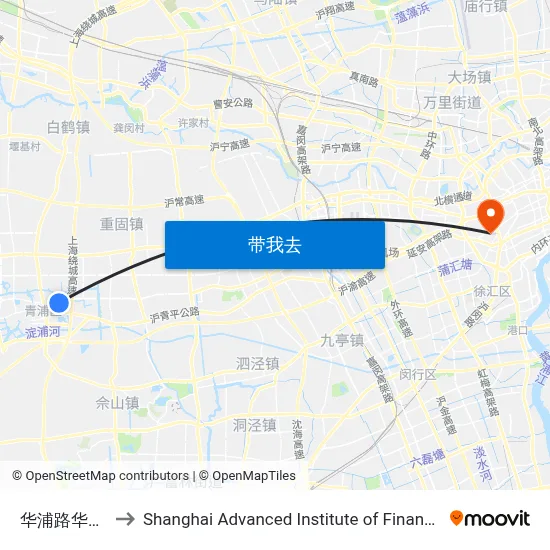 华浦路华科路 to Shanghai Advanced Institute of Finance, SJTU map