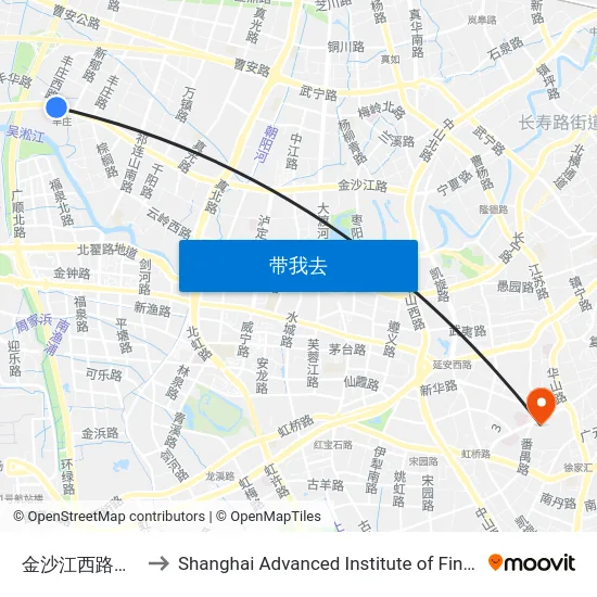 金沙江西路新郁路 to Shanghai Advanced Institute of Finance, SJTU map