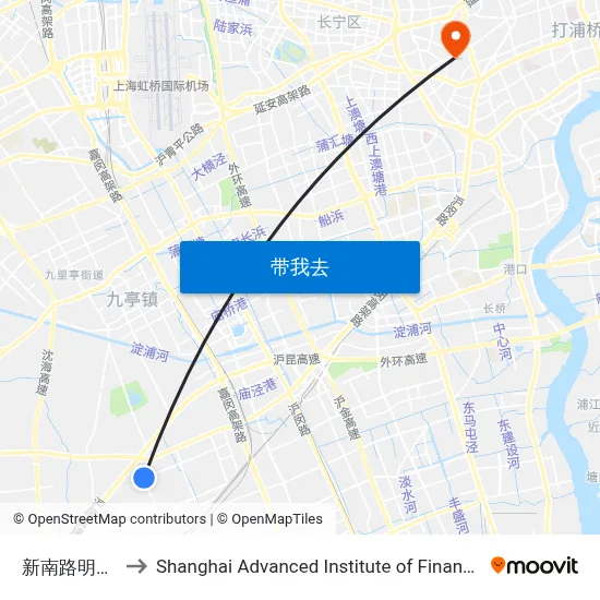 新南路明华路 to Shanghai Advanced Institute of Finance, SJTU map
