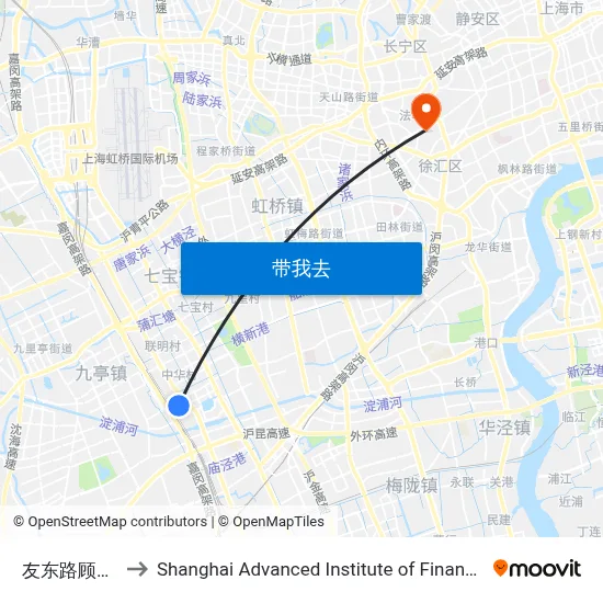 友东路顾戴路 to Shanghai Advanced Institute of Finance, SJTU map