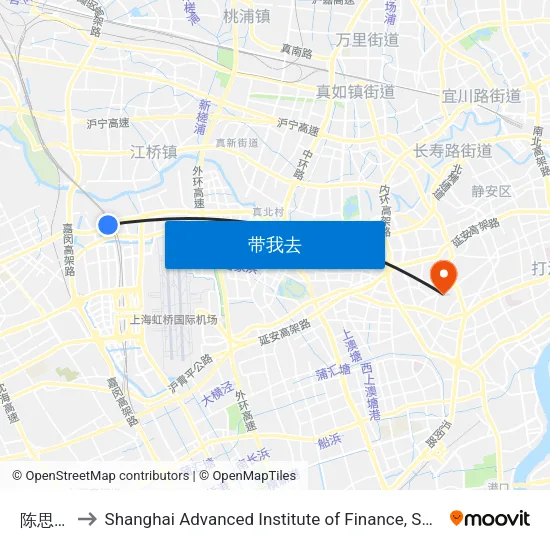 陈思桥 to Shanghai Advanced Institute of Finance, SJTU map