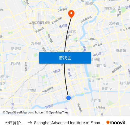 华坪路沪闵路 to Shanghai Advanced Institute of Finance, SJTU map